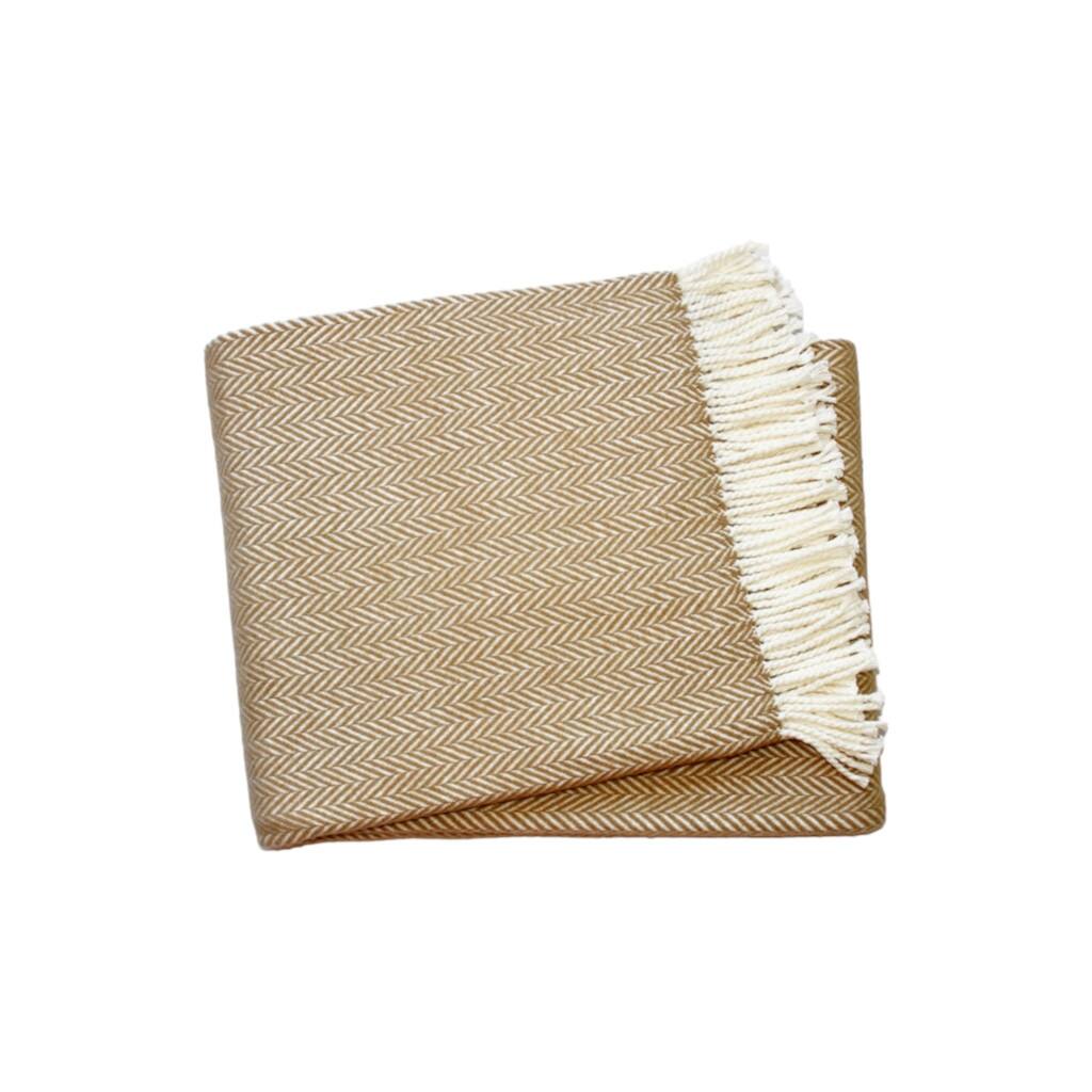 HomeRoots 70" X 55" Copper And White Cotton Blend Woven Herringbone Plush Throw Blanket with Tassels
