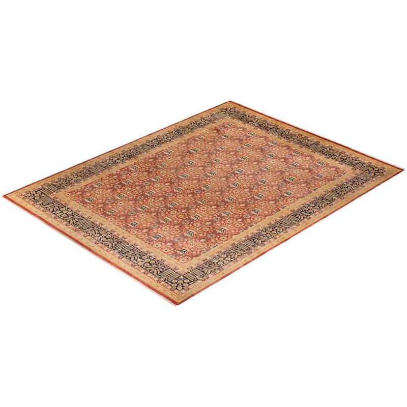Overton Hand Knotted Wool Vintage Inspired Traditional Mogul Orange Area Rug - 9' 2" x 12' 0"