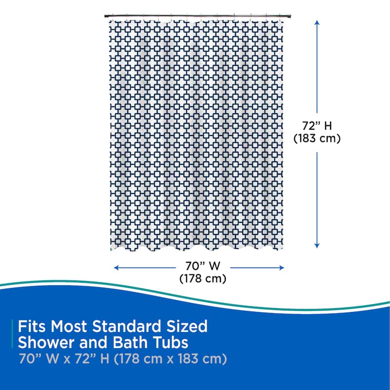 Kenney Medium Weight Decorative PEVA Shower Curtain Liner, 70" W x 72" H