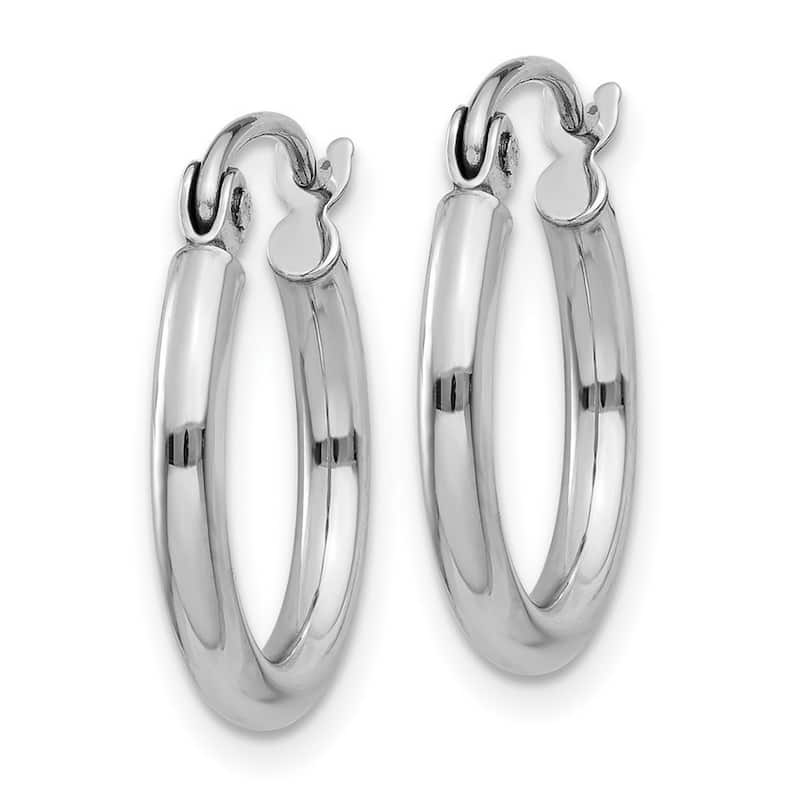 Curata 14k White Gold Polished Hoop Earrings - 15x15mm