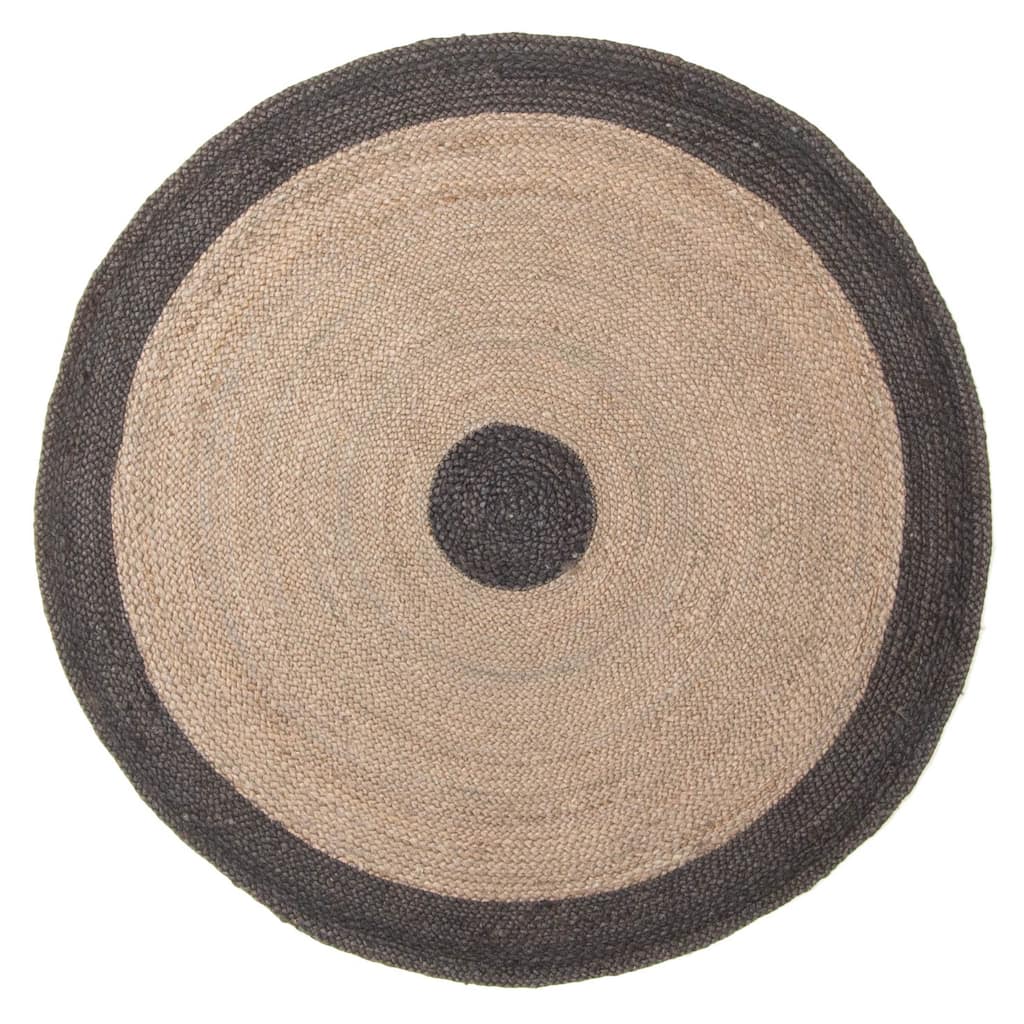 ECARPETGALLERY Braided Weave Palas Denizli Taupe Jute Rug - 4'0 x 4'0