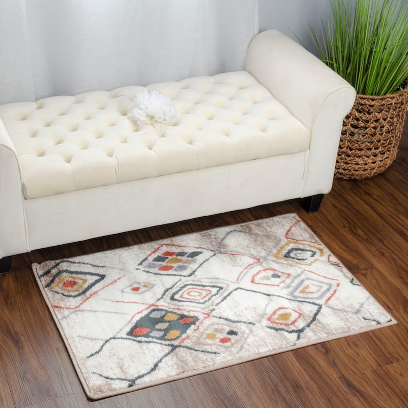 Superior Modern Geometric Southwestern Indoor Area Rug - 2' x 3' - Taupe