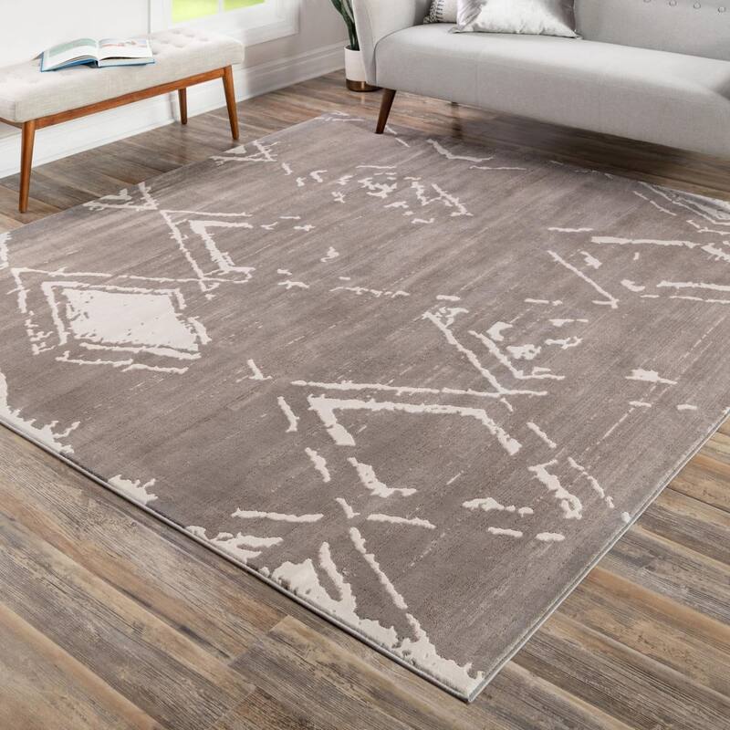 Contemporary Richye Collection Area Rug - Gray - 7'10" Square