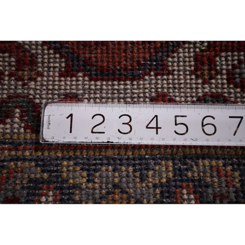 Orange Geometric Heriz Serapi Foyer Rug Hand-Knotted Wool Carpet - 2'6"x 6'1"