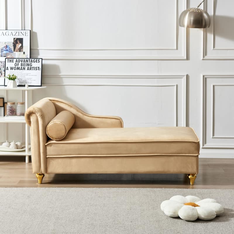 Modern Velvet Upholstery Chaise Lounge Chair with Storage - 29.90 x 60.60 x 27.50