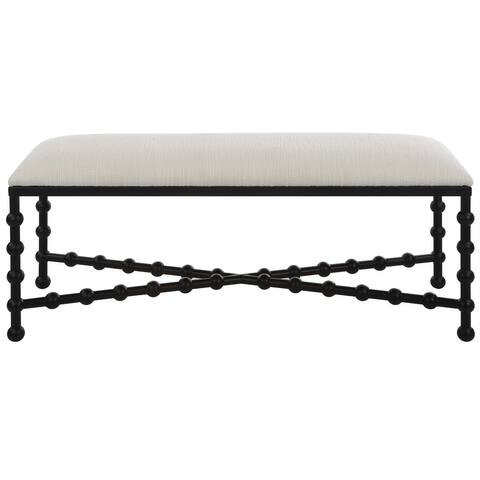 Uttermost Iron Drops Cushioned Bench - 48 W X 19.5 H X 15.75 D (in)