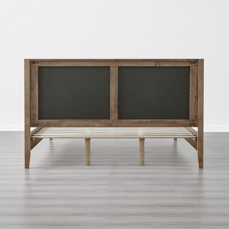 Spruce & Spring Modern Bouclé Platform Bed with Upholstered Headboard & Solid Wood Frame