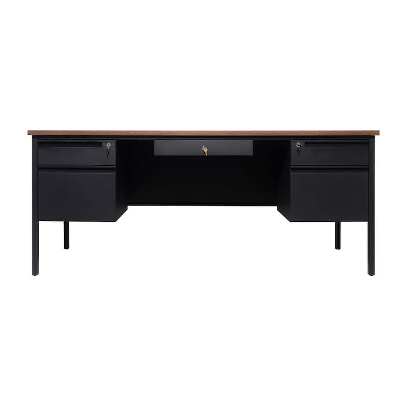 Commercial Double Pedestal Desk with 5 Locking Drawers