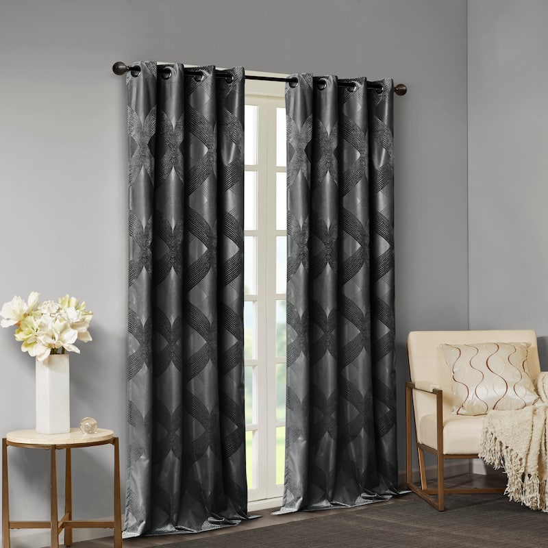 SunSmart Abel Ogee Knitted Jacquard Total Blackout Curtain Panel