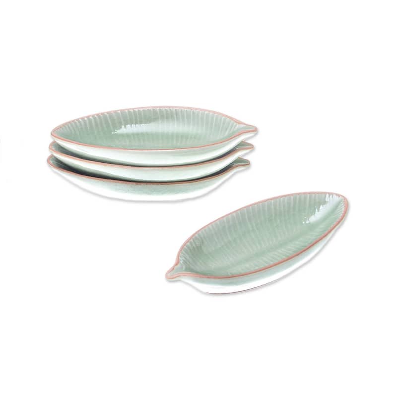 Novica Handmade Festive Banana Celadon Ceramic Appetizer Bowls (Set Of 4)