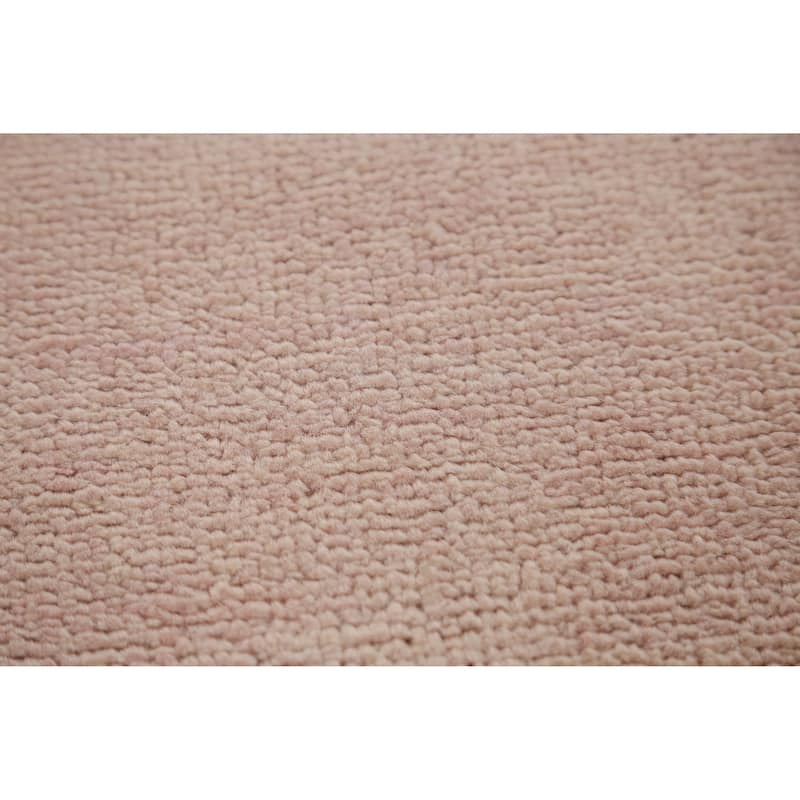 Hand Knotted Oriental 100% Wool Carpet Modern Solid Pink Gabbeh Runner Rug - 8' 3'' X 2' 7''
