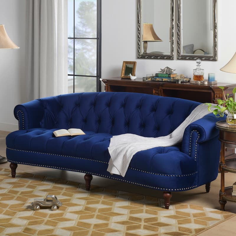 La Rosa 84" Mid-Century Modern Velvet Upholstered Chesterfield Tufted Sofa