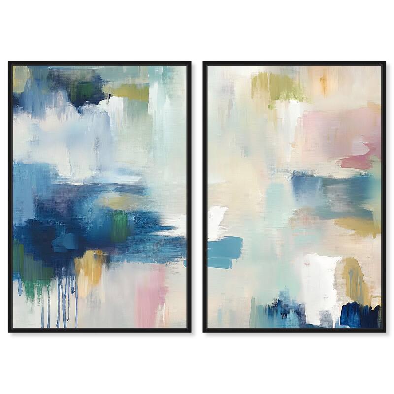 Pale Periwinkle I Canvas Set of 2 by Art Remedy - 30" x 45" - Black