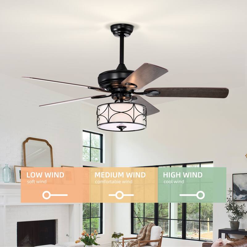 52 Inch Modern Ceiling Fan with Dual Finish Reversible Blades, Fandelier for Living Room, Dining Room, Bedroom, Family Room