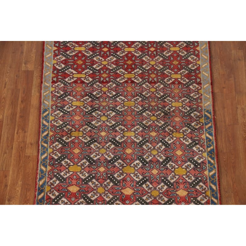 Geometric Tabriz Persian Vintage Area Rug Hand-Knotted Wool Carpet - 3'10"x 5'1"