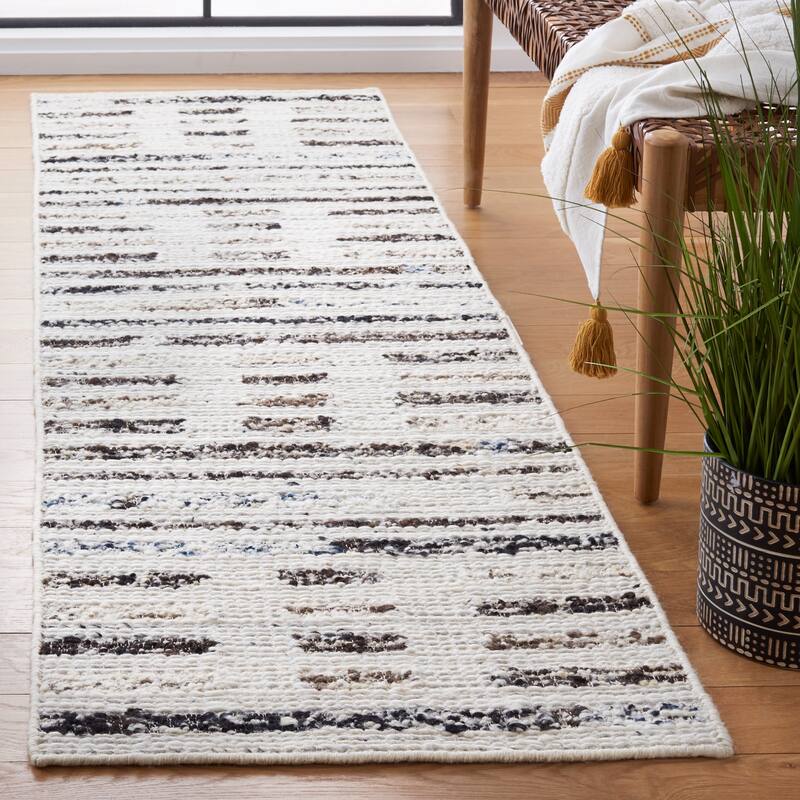SAFAVIEH Handmade Manhattan Marushka Wool Rug - 2'3" x 8' Runner - Ivory/Dark Brown - Runner