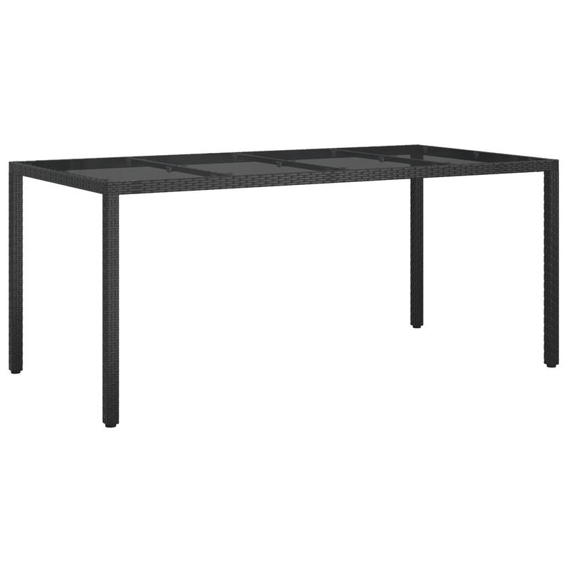 vidaXL Patio Table 74.8" Tempered Glass and Poly Rattan Table Multi Colors - 74.8 x 35.4 x 29.5 in