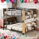 preview thumbnail 18 of 30, 2 In 1 Metal Full over Full Bunk Bed with Storage Bookcase,Ladder and Guardrail