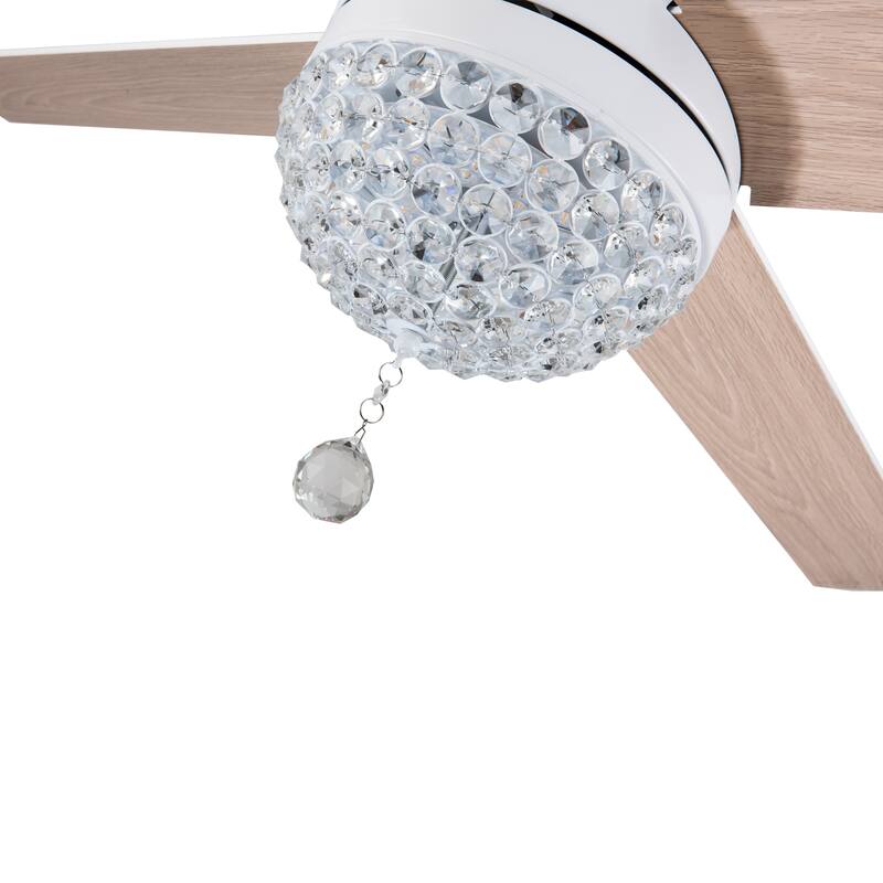 Bella Depot 52" Modern Crystal Ceiling Fan with LED Light, Reversible Ceiling Fan with Remote Control