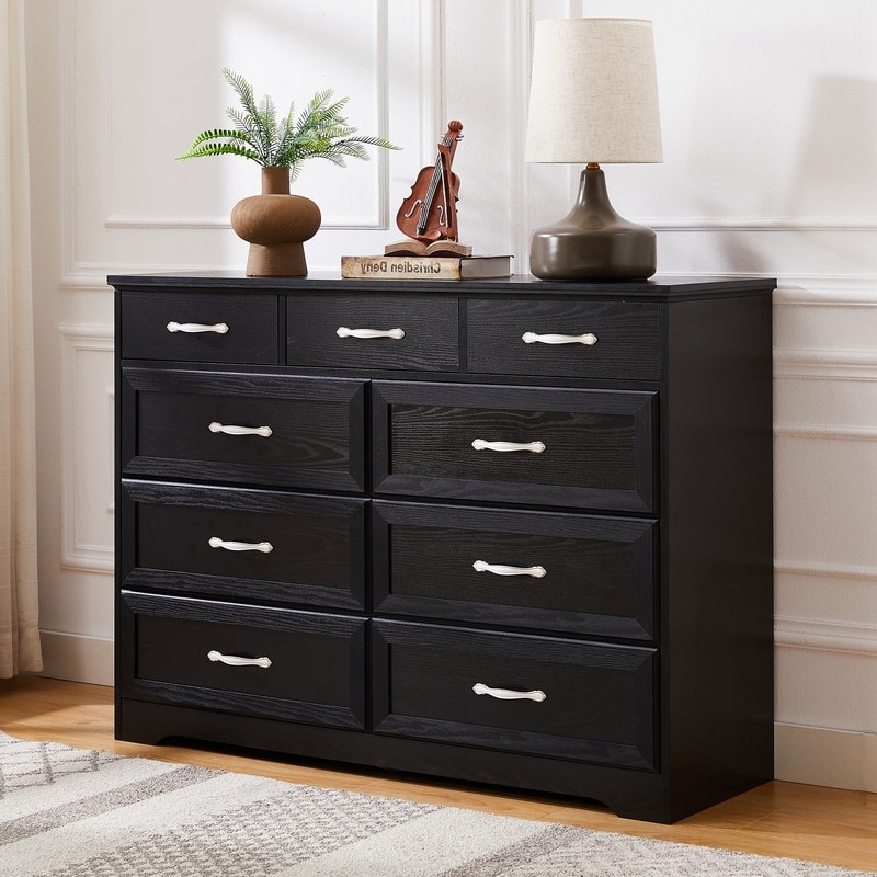 Grey dresser top black handles