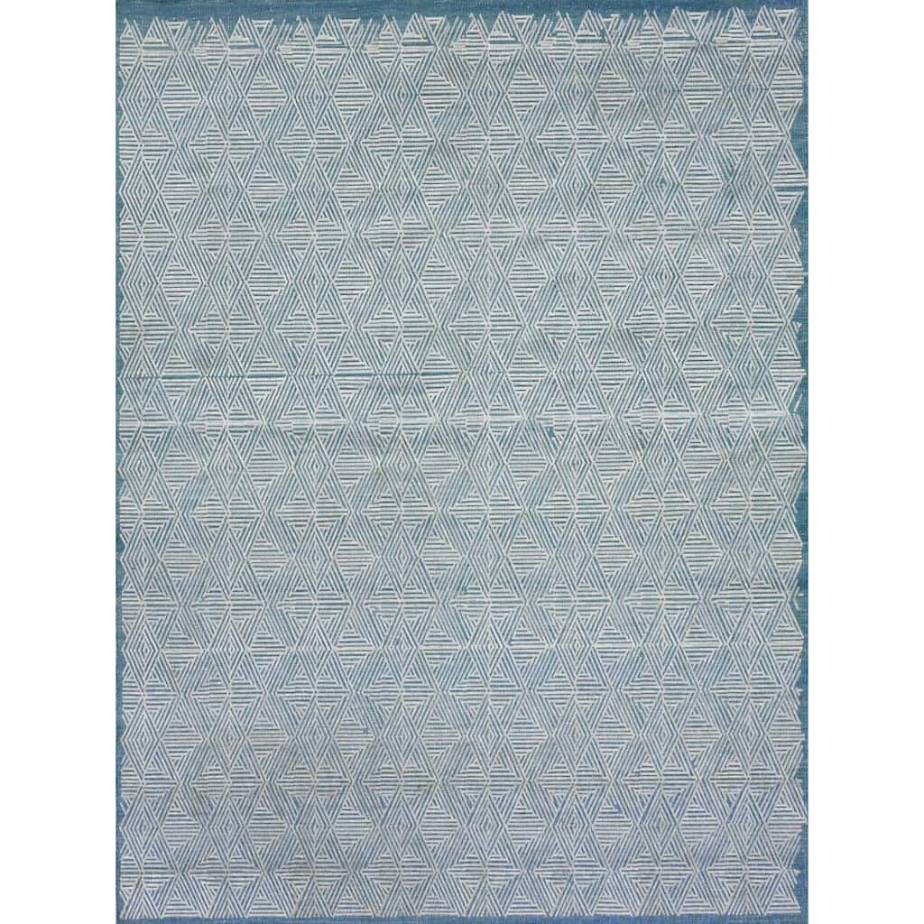 Pavilion flatweave Wool/Polyester Blue/Silver Area Rug