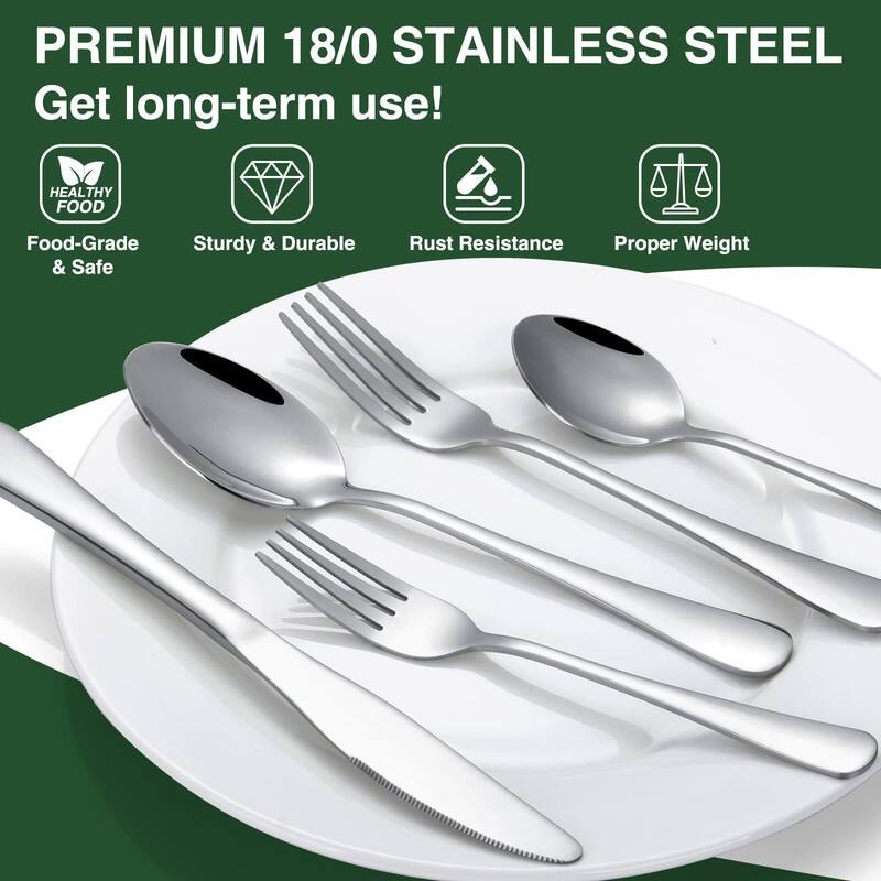 49-Piece Silverware Set with Organizer, Stainless Steel Flatware Cutlery Set