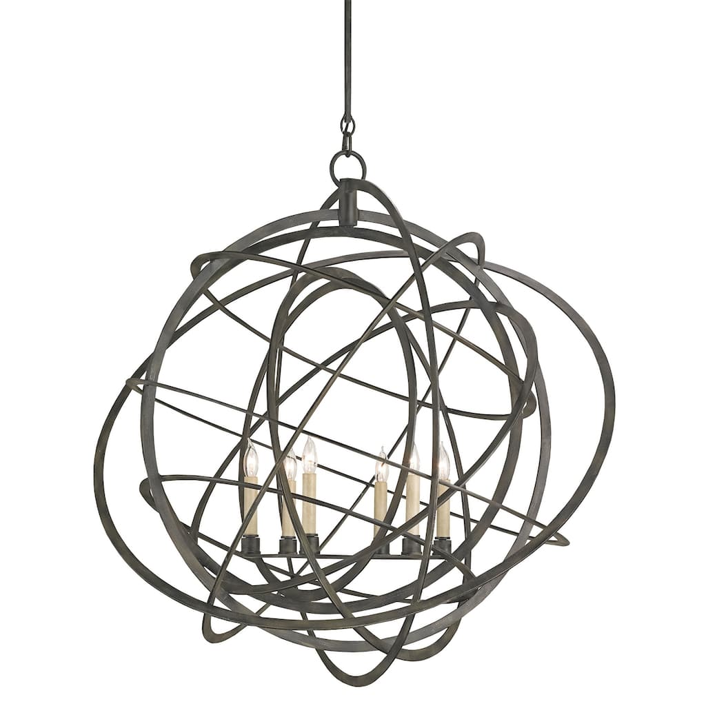 Currey & Company Genesis Black Orb Chandelier - 37"h x 35"dia