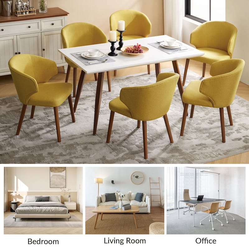 Nina Dining Chair with Wing Back Solid Wood Legs Set of 4 by HULALA HOME