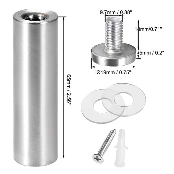 Glass Standoff Mount Stainless Steel Wall Standoff Holder Advertising Nails Mm Dia Mm Length With Screws 10pcs 19mm X 71mm Overstock