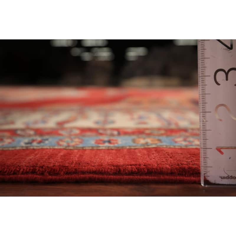 Geometric Heriz Serapi Vegetable Dye Area Rug Hand-Knotted Wool Carpet - 8'11" x 11'11"