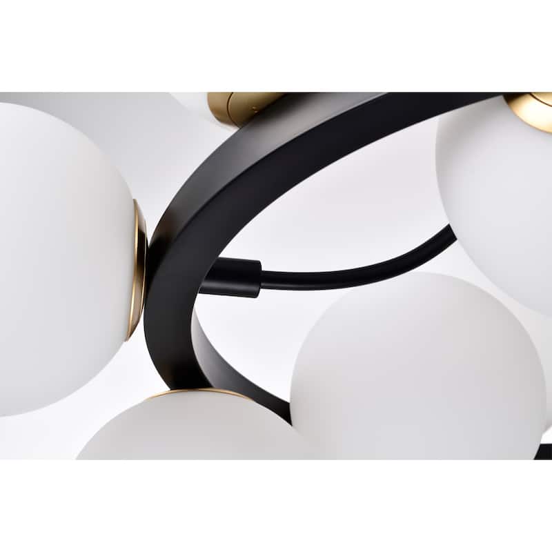 Coraline 30 Inch Sputnik Modern Ceiling Lighted Chandelier Matte Black Finished 12-Light - N/A