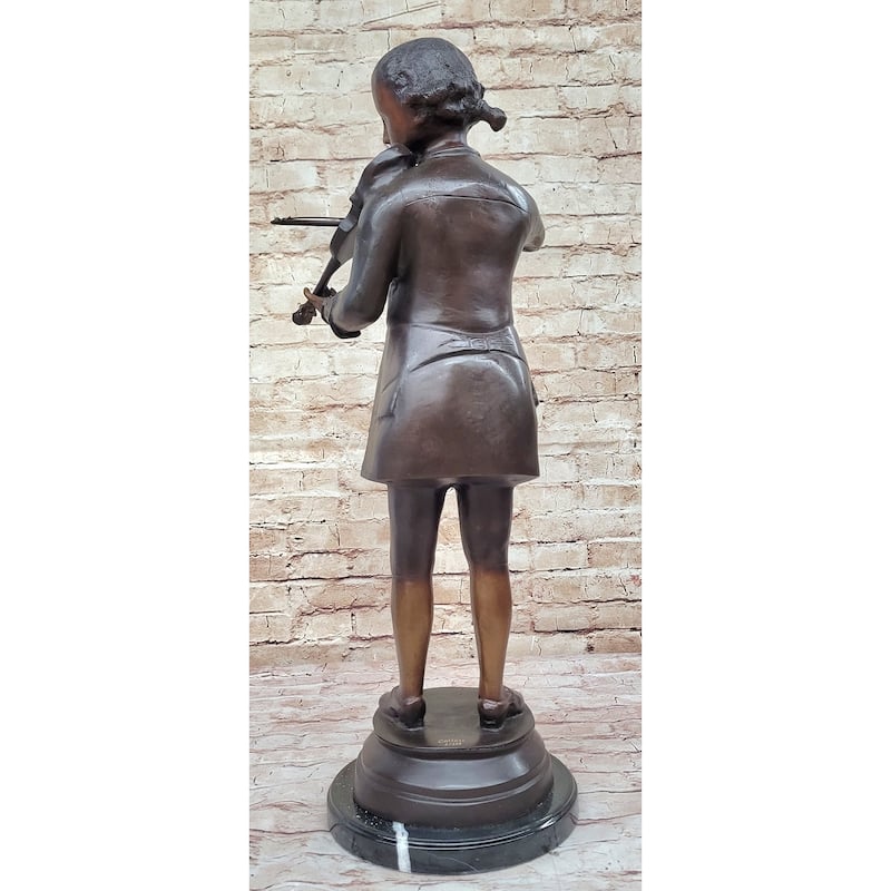 Limited Edition Signed Numbered By Collett Mozart With Violin Bronze Sculpture