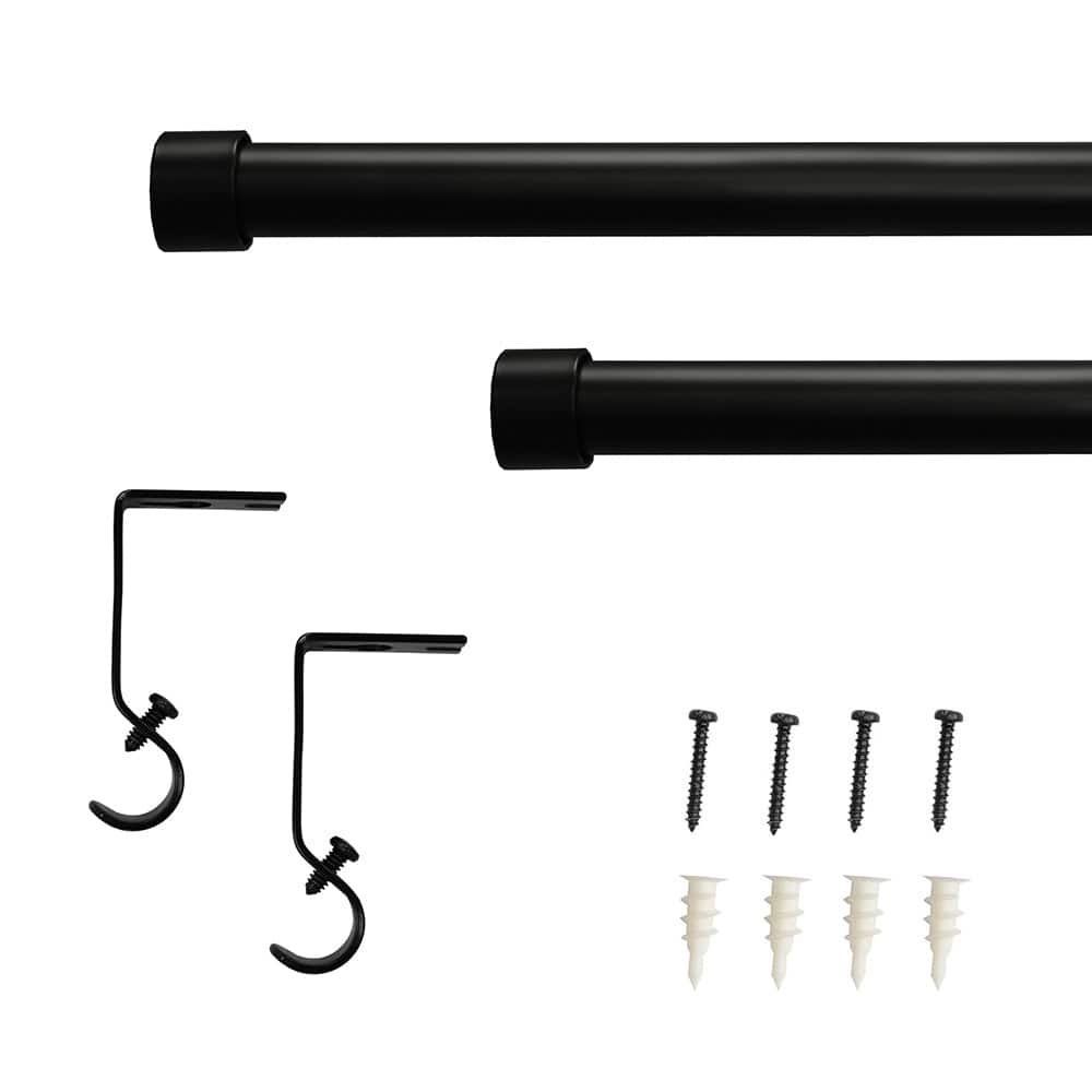 Lumi Single Curtain Rod Brushed Nickel/ Black- End Cap finials