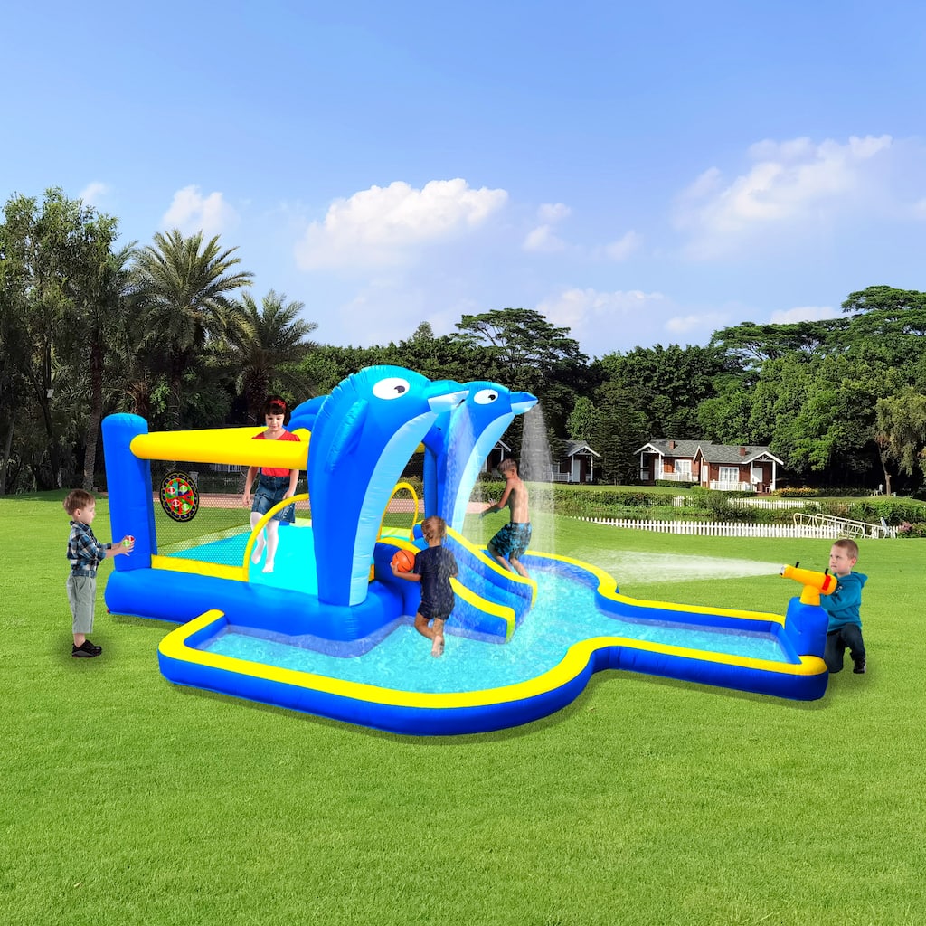 8 in1 Inflatable slide water park trampoline bouncing house outdoor garden