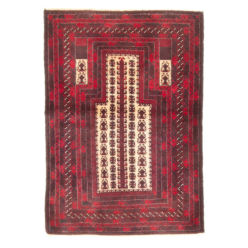 ECARPETGALLERY Hand-knotted Teimani Beige Wool Rug - 3'0 x 4'4