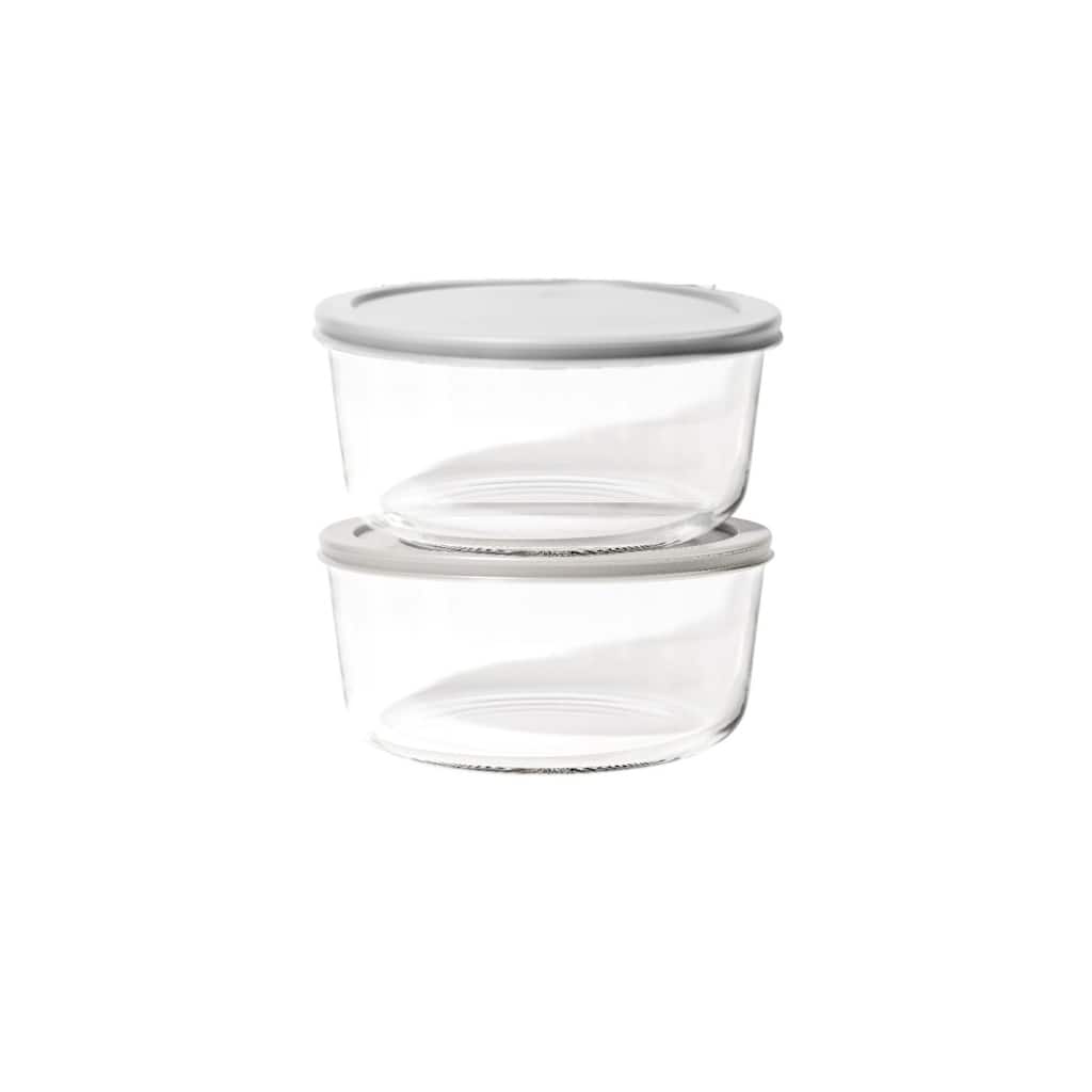 Glass Food Storage Containers Set - Round, 6.5-Cup (52oz) BPA-Free, Microwave & Oven Safe, Airtight Lids