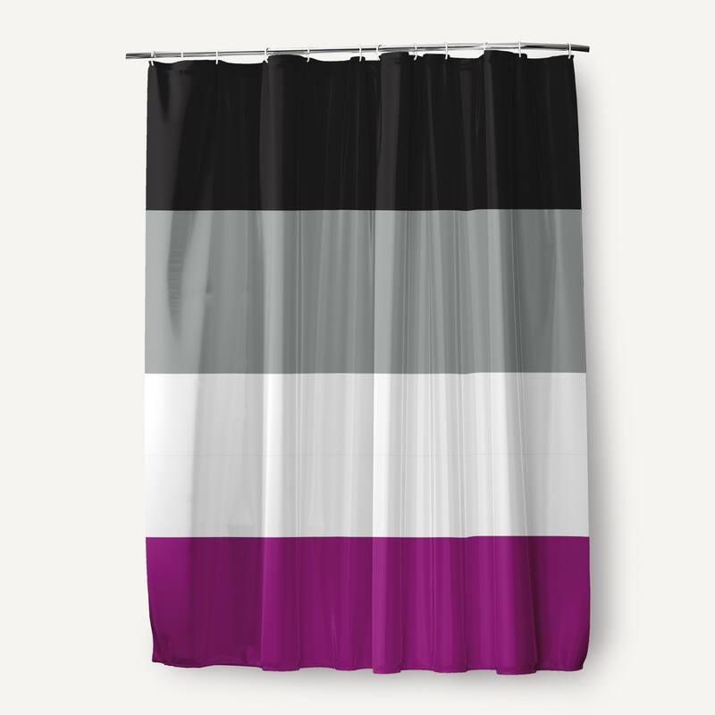 Inclusive Pride Flag Durable Poly Shower Curtain - Asexual