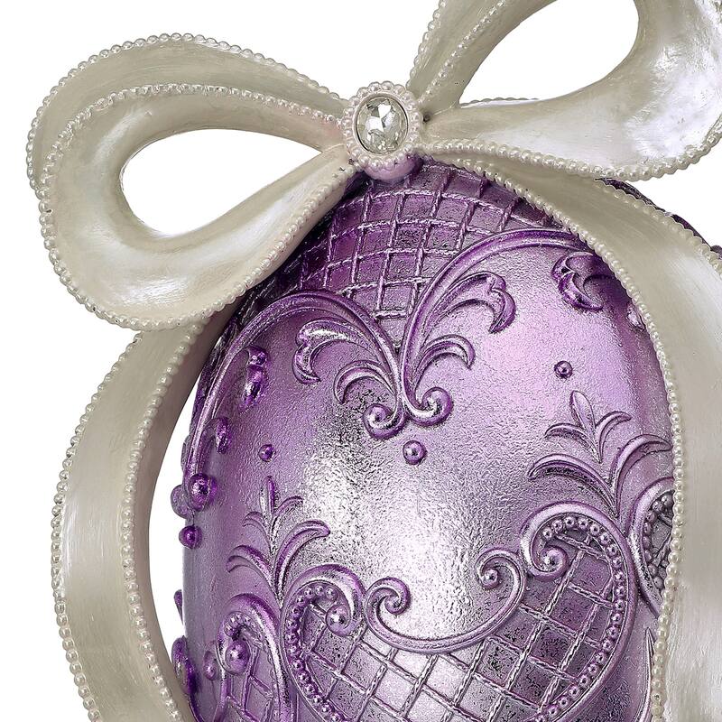 12.5" Resin Egg With Bow And Jewel