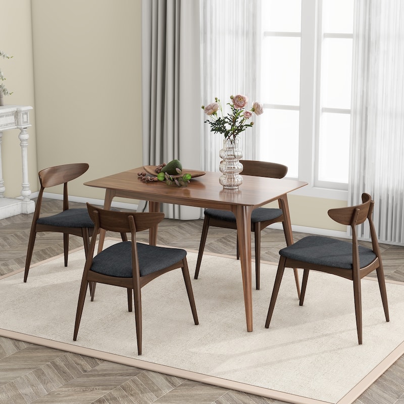 Set of 2 Retro Rubberwood Chairs with Ergonomic Back & Plush Cushions