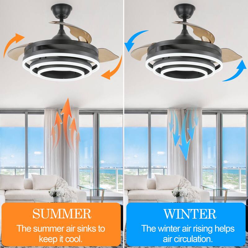 Oaks Aura 42in.Dimmable LED DIY Shape Modern Ceiling Fan With Lights, 6-Speed Latest DC Motor Quiet Ceiling Fan With Remote