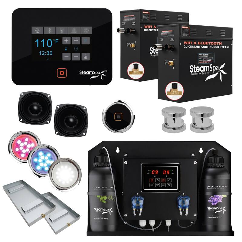 SteamSpa BKT1800-ADP Black Series WiFi and Bluetooth Double 9KW - Chrome