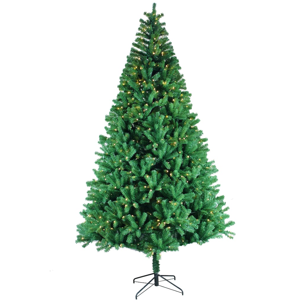 9FT Yellow-Green Light Automatic Christmas Tree, Pre-lit LED Christmas Tree
