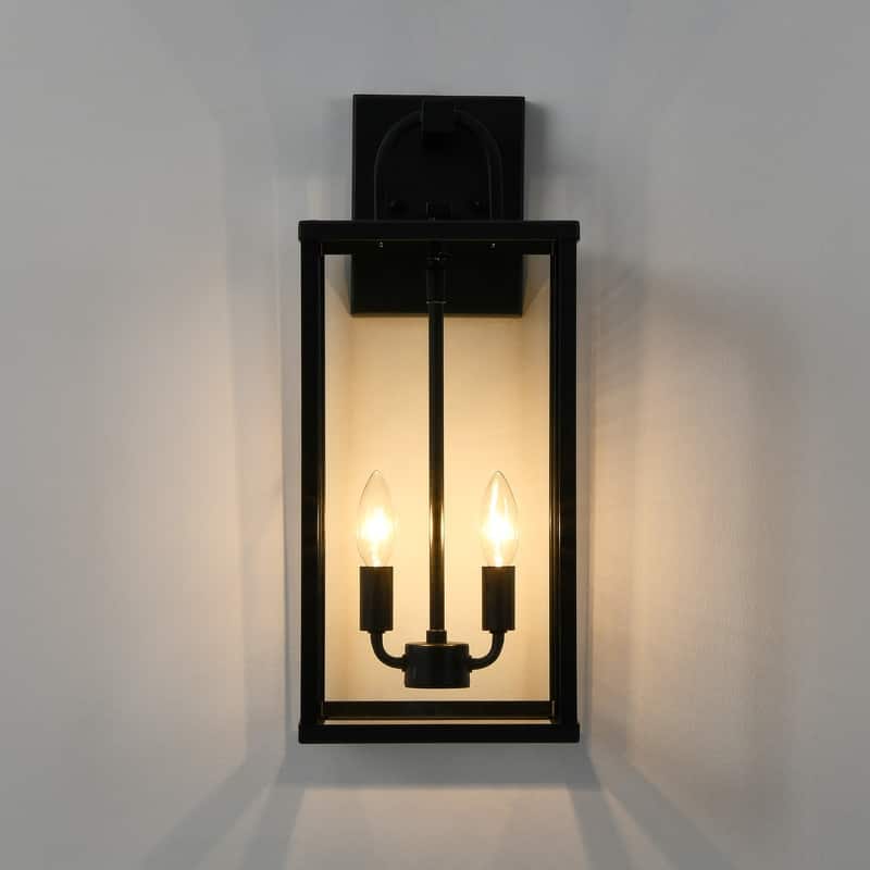 KAWOTI 2-Light Outdoor Lantern Wall Light - W8.25" x H20" x D9.5"