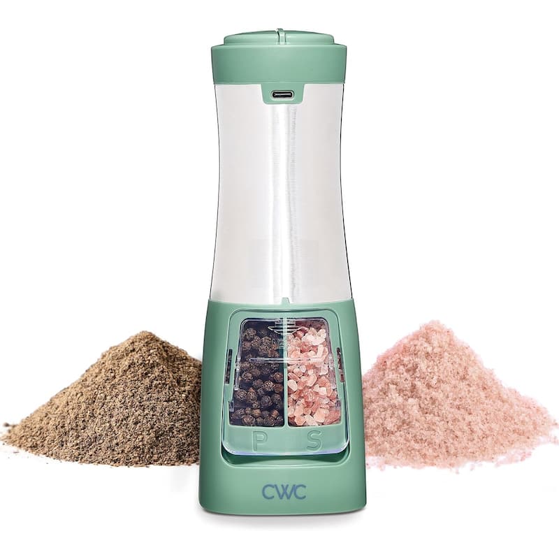 COOK WITH COLOR 2-in-1 Rechargeable Salt & Pepper Shaker - 2 Grinders for Salt and Pepper - Dark Sage