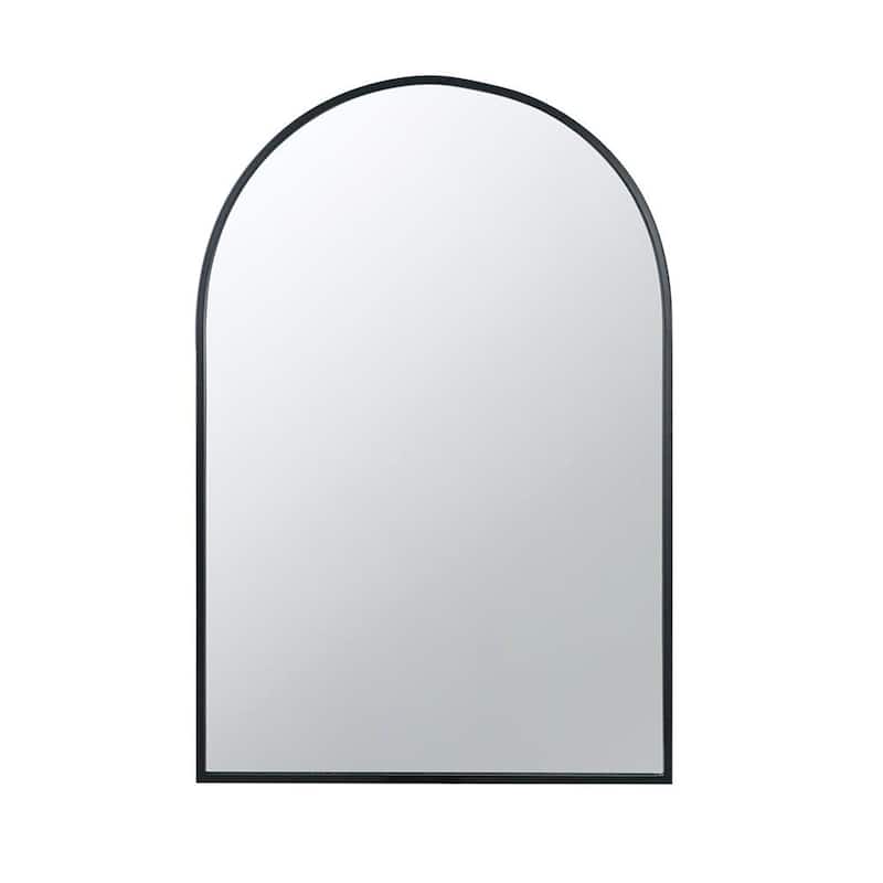 HomeRoots 36" Black Arch Metal Framed Accent Mirror - 24' X '36' X '1