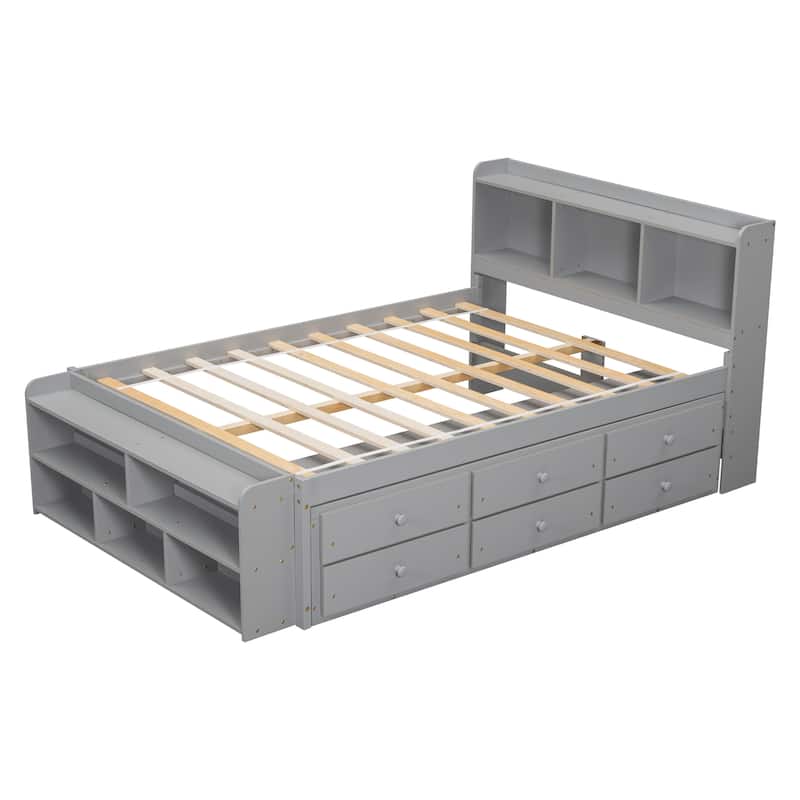 Bed with Under bed Storage Drawers and Bed End Storage Case