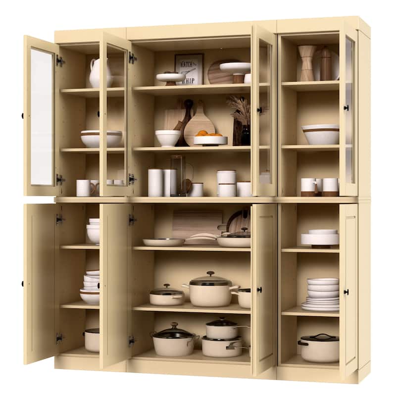Palace Imports 100% Solid Wood 65" Kitchen China Pantry Cabinet - 65" x 71.5"