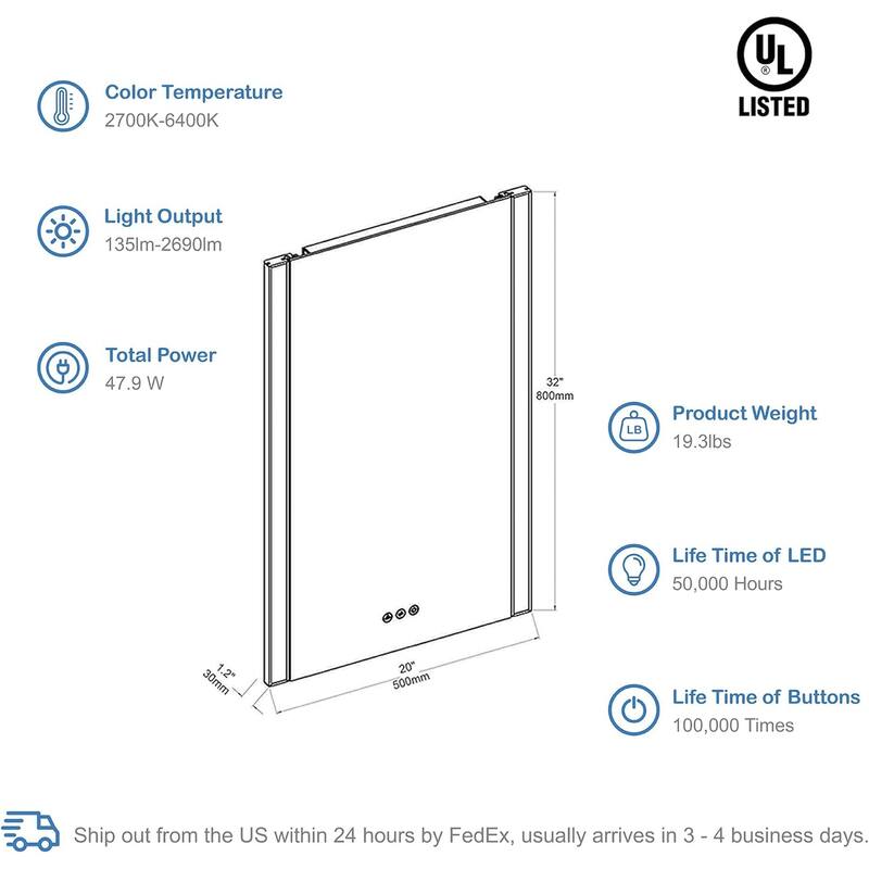 Mirror for Bathroom with Brushed Gold Frame