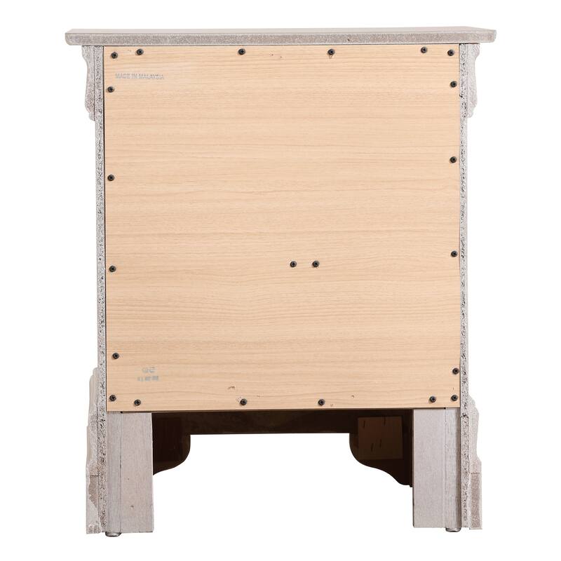 Silver Champagne Nightstand 24x21x16 with Two Spacious Drawers, Compact Bedside Table for Storage and Elegant Modern Finish