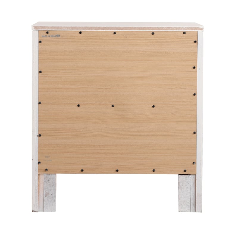 Wood Veneer White Nightstand 2 Drawer Bedroom